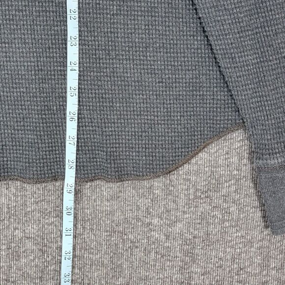 Gap Shirt Mens L Gray Vintage Y2K Waffle Knit Long Sleeve Crew Neck Thermal Top - Picture 4 of 11